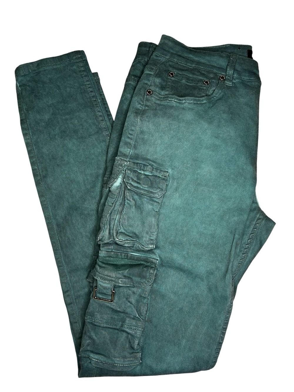 Men's Teal Skinny Cargo Jeans - Utility Slim Fit